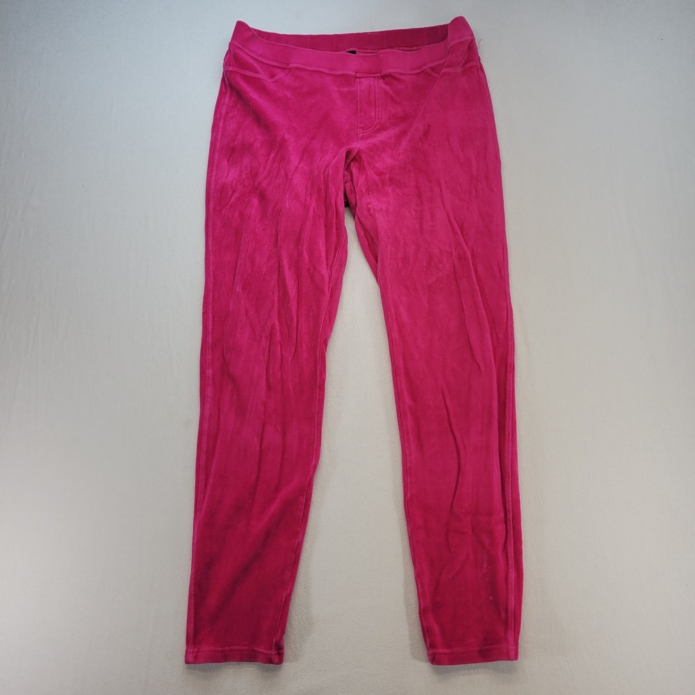 HUE Velour Leggings Womens Large Pink Skinny Pull On Soft Stretch Pants